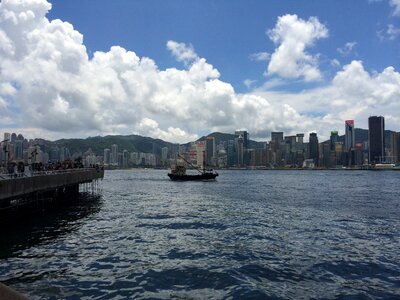 Hong kong victoria harbour sailboat sea view photo