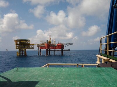 Drilling rig indonesia blue sky photo