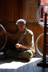 Man silk spinning traditionally