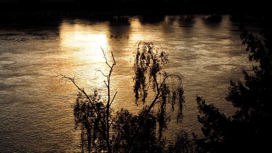 Evening sunset river