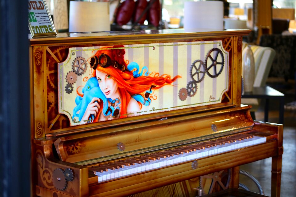 Musical colorful brown piano