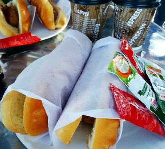 Delicious ketchup sandwich photo