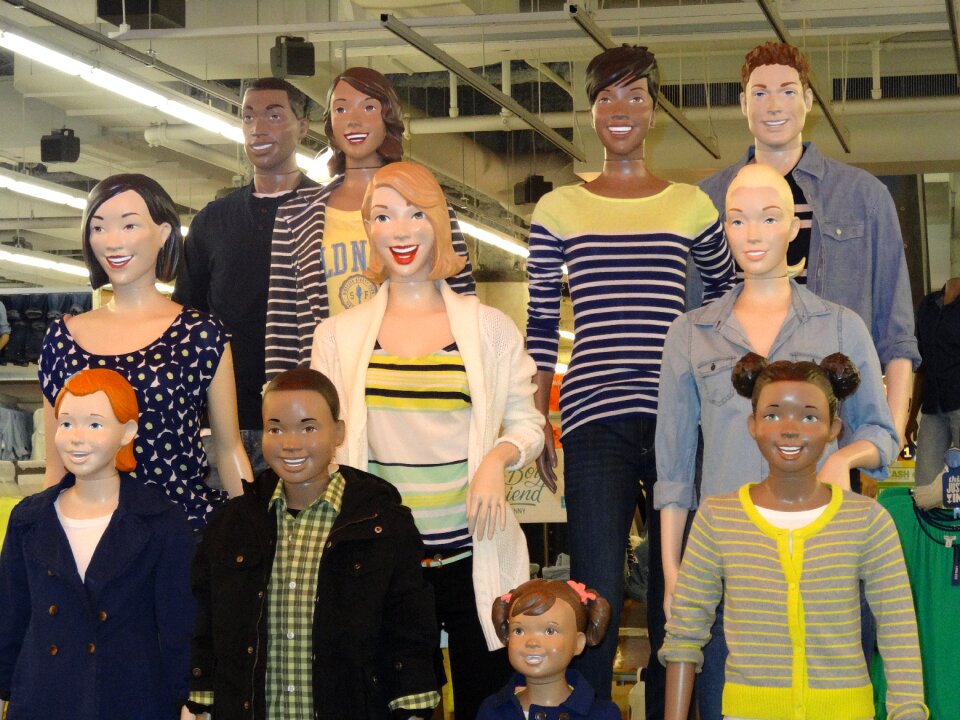 Display dummies manikins indoors