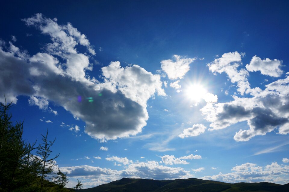 Prairie blue sky white cloud