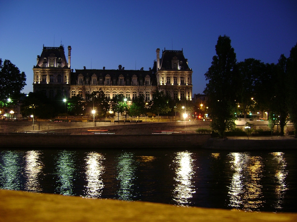 Paris night reflection photo
