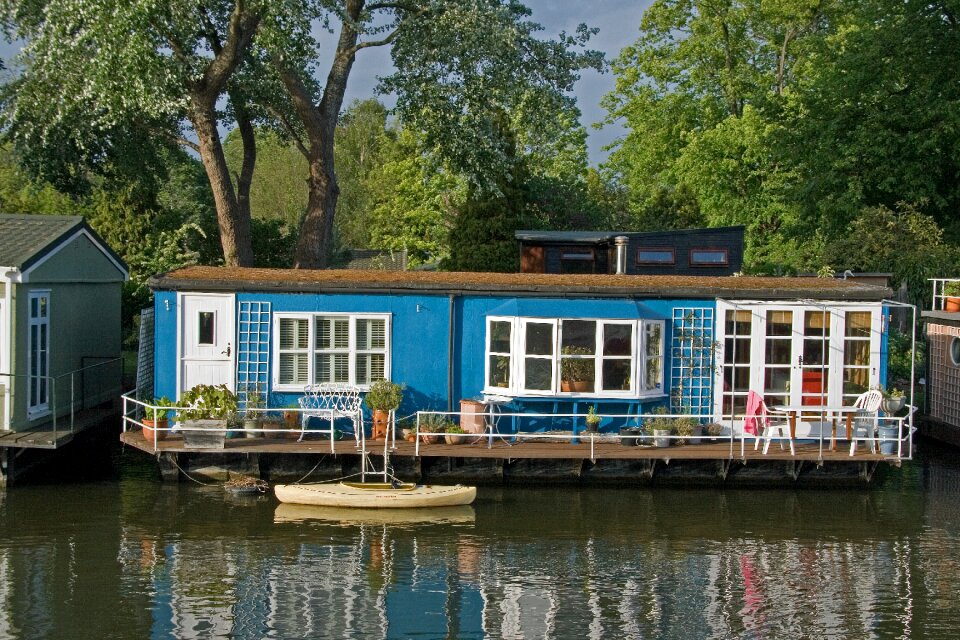 Houseboat channel boat
