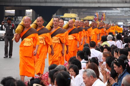 Buddhism walk orange photo