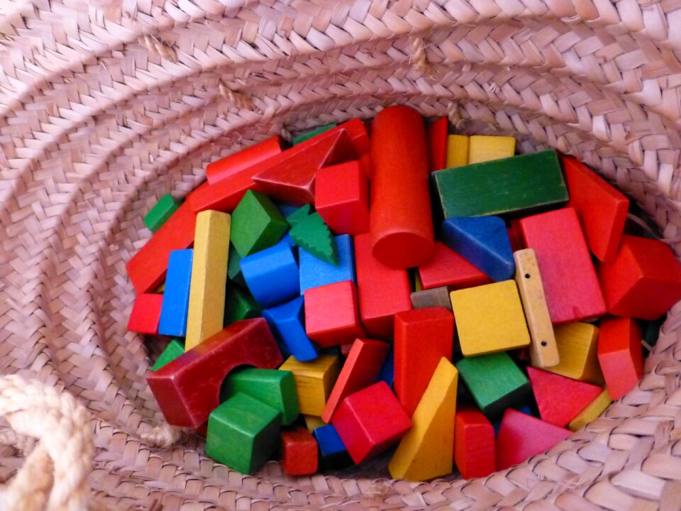 Building blocks basket colorful