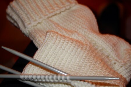 Wool white knitting needles photo