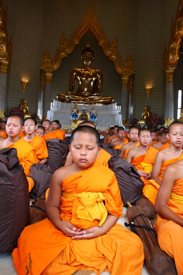 Meditate the gold monk traditions photo
