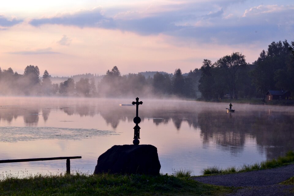 Lake foggy fog