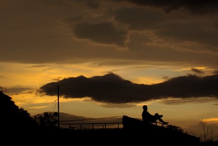Sunset silhouette cloud photo