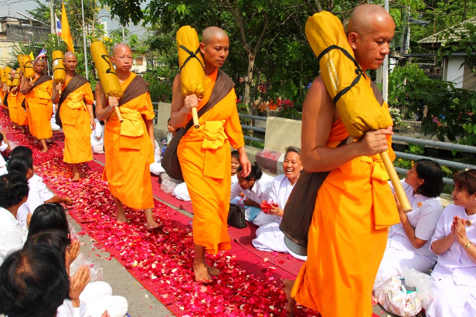 Walking ceremony rose petals photo