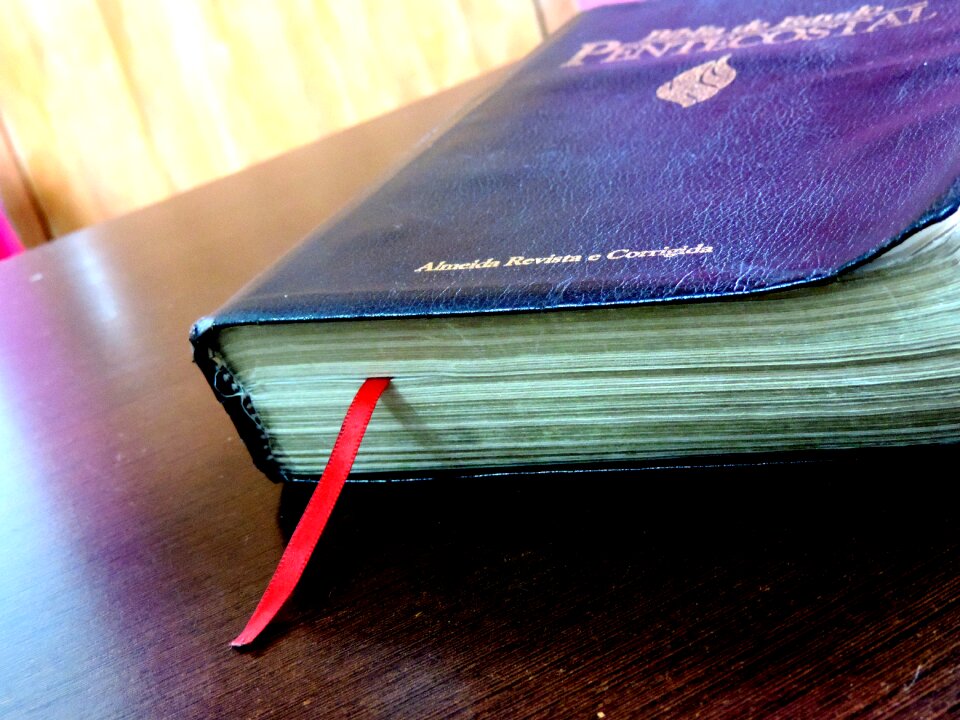 Bible table closed bible