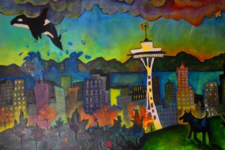 Seattle space needle mural photo