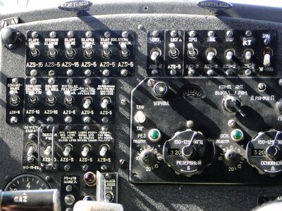Control panel light aircraft inside buttons