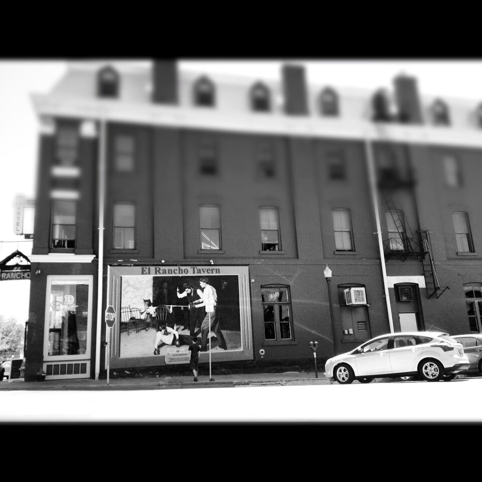 City parking lot black and white