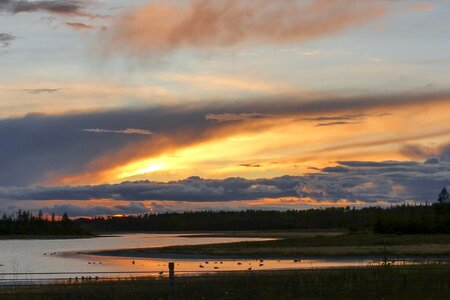 Evening water clouds photo