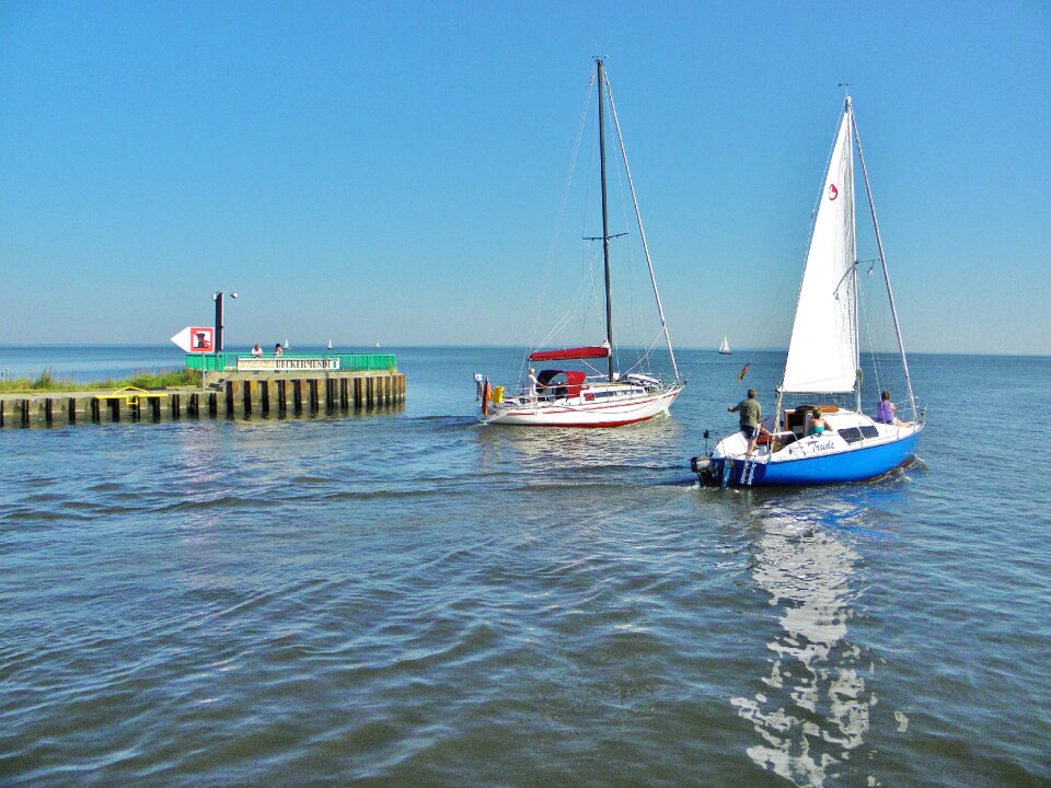 Sailing boats port exit ueckermünde
