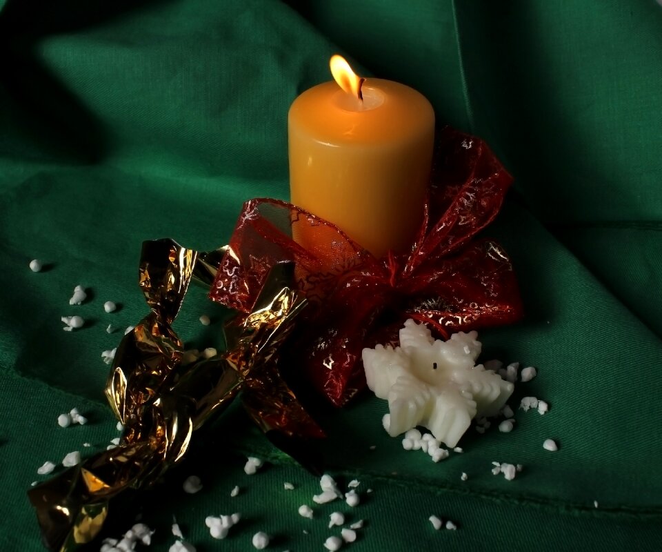 Christmas still life bows candle