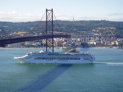 Portugal 25th of april bridge boat