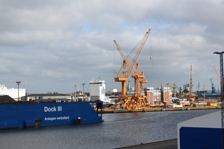 Cranes port facility water