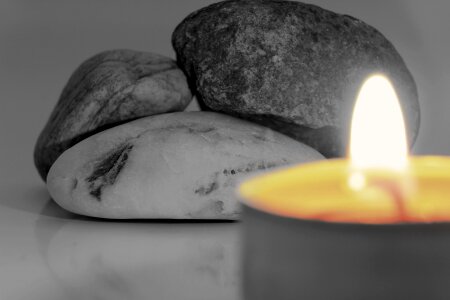 Flame burning candle yellow