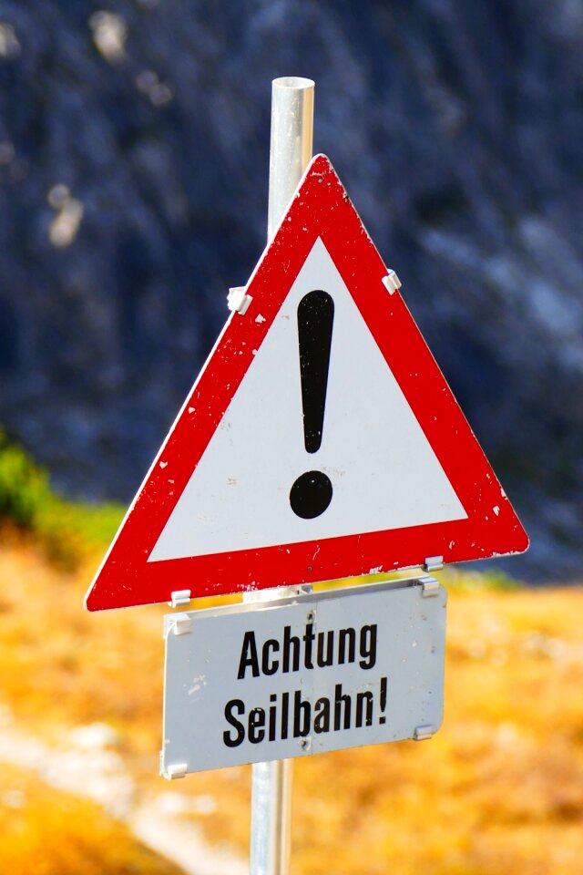 Warning information boards cable car