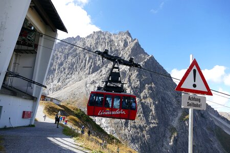 Warning information boards cable car photo