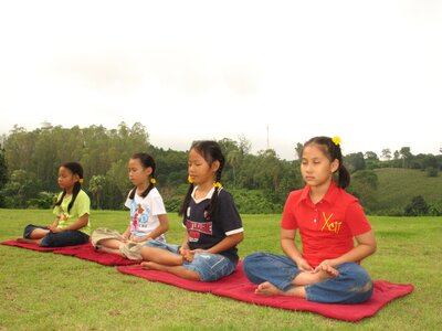 Meditate thailand boys photo
