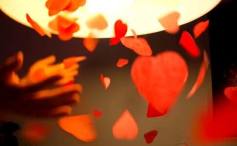 Red hearts romantic dancing