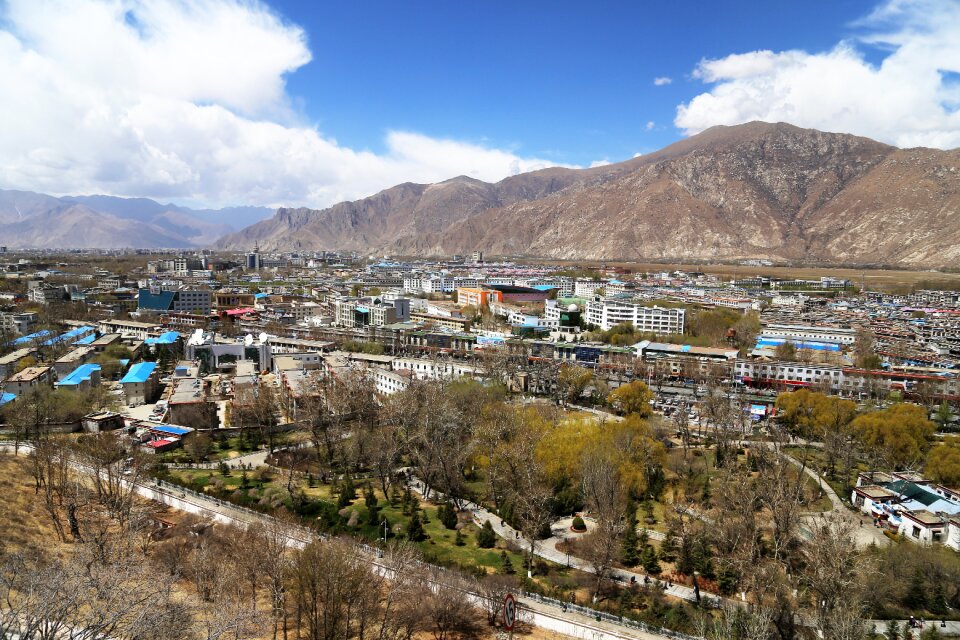 Blue sky the majestic lhasa river photo