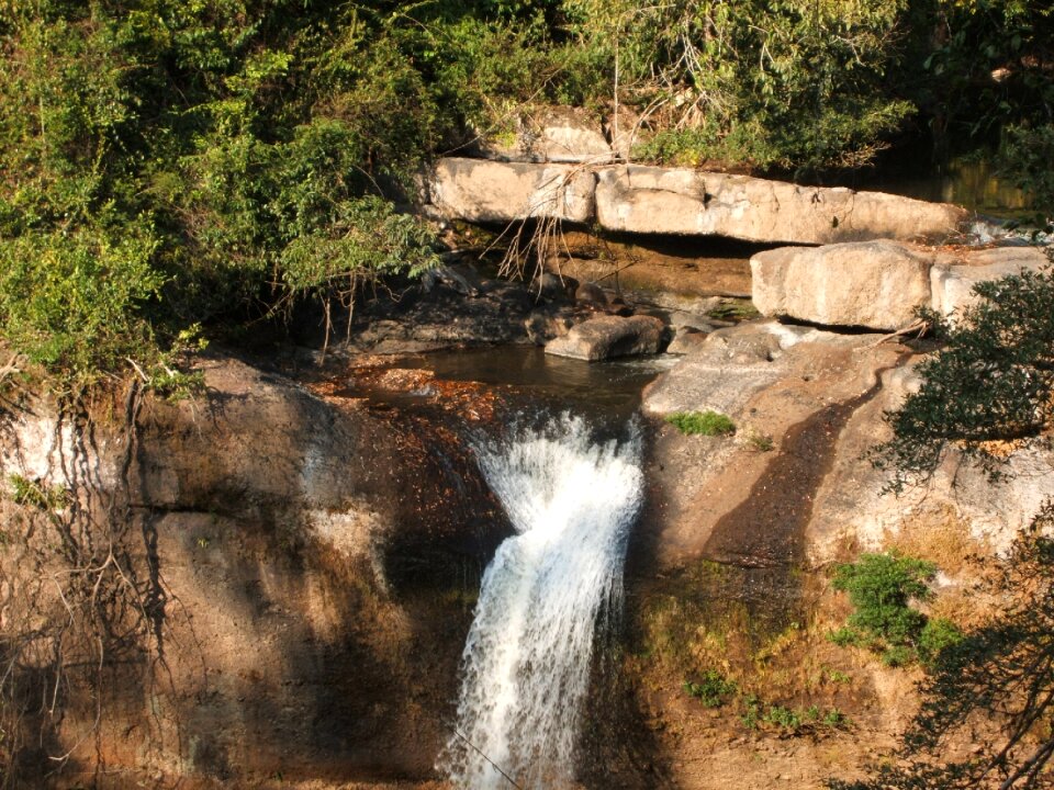 Landscape brown waterfall