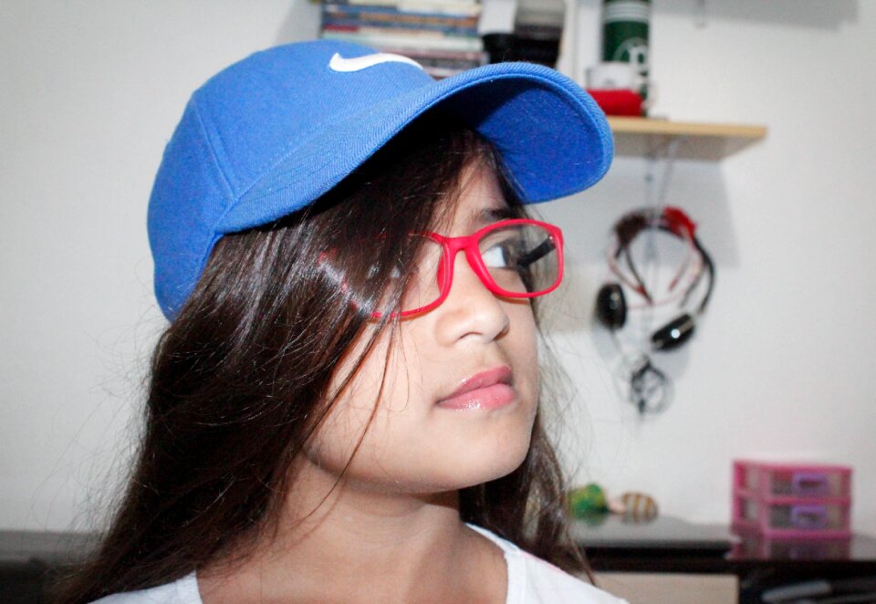 Girl cap glasses
