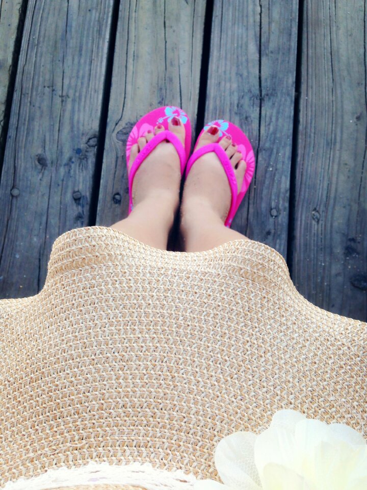 Wood flooring feet flip flop