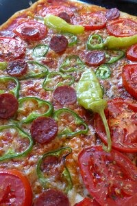 Pizza topping salami pepperoni photo