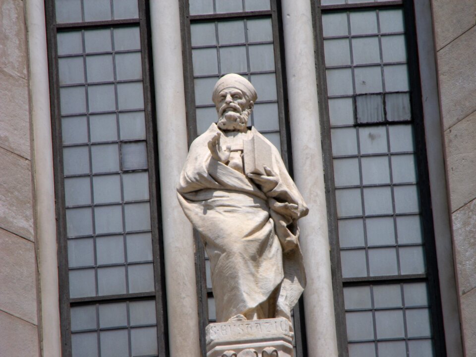Facade marble sculpture bishop