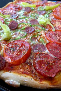 Pizza topping salami pepperoni photo