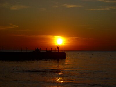Pier sunset beach photo