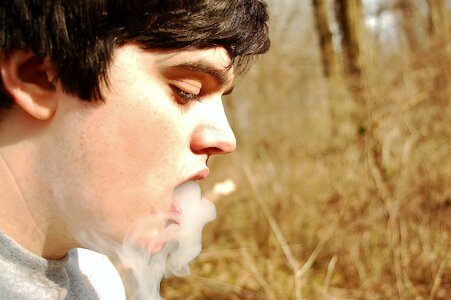 Smoking cigarette weed