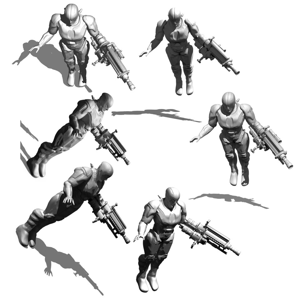 Render 3d model tonal values