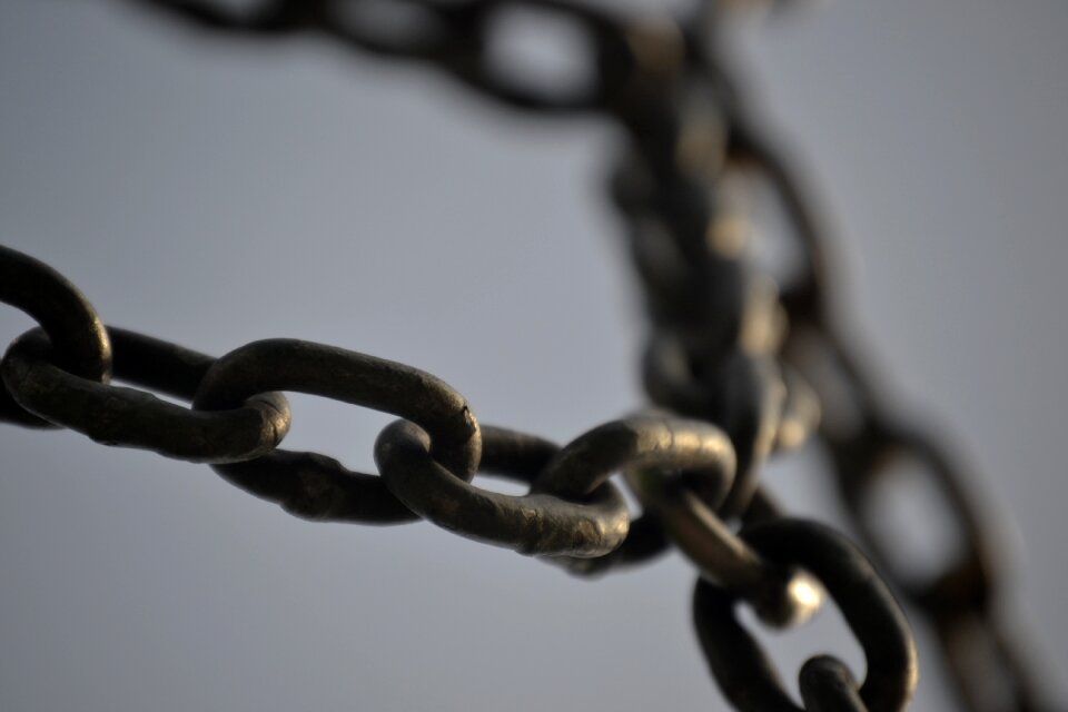 Metal iron links of the chain
