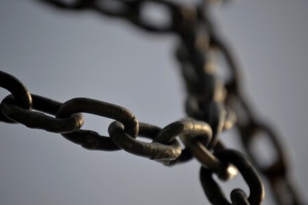 Metal iron links of the chain photo