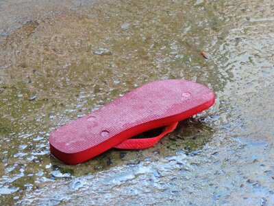 Slipper wet floor red slipper photo