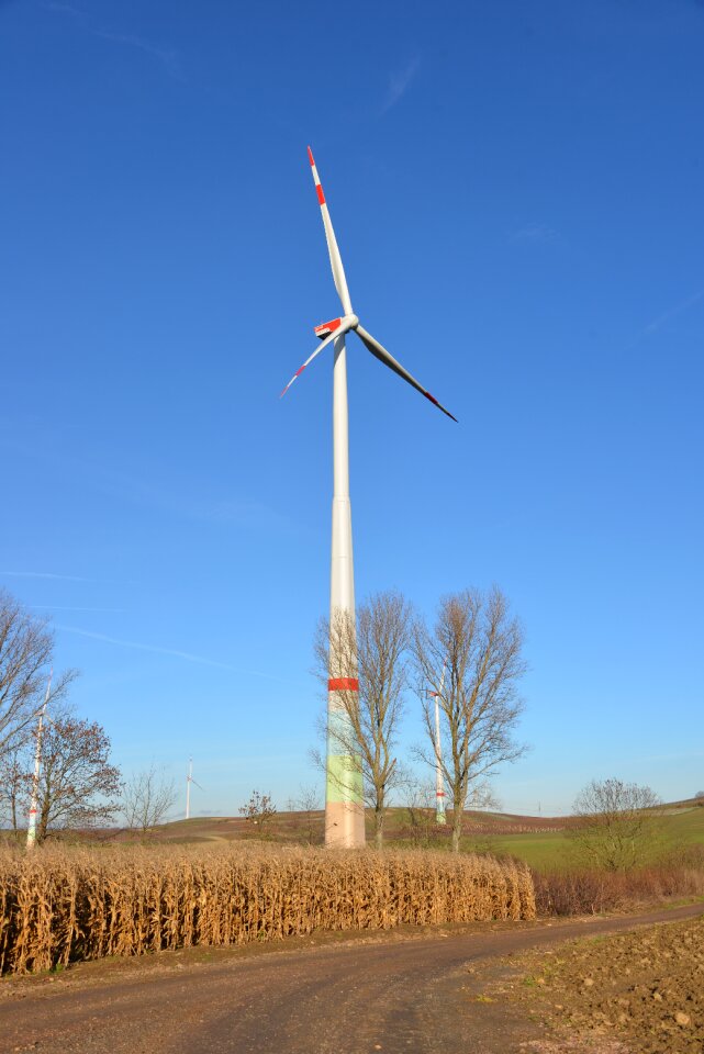 Wind power sky blue