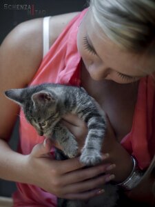 Blondie with cat with kitty