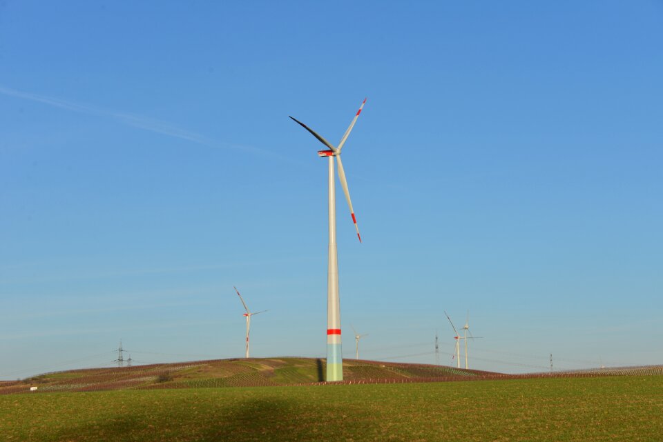 Wind power sky blue