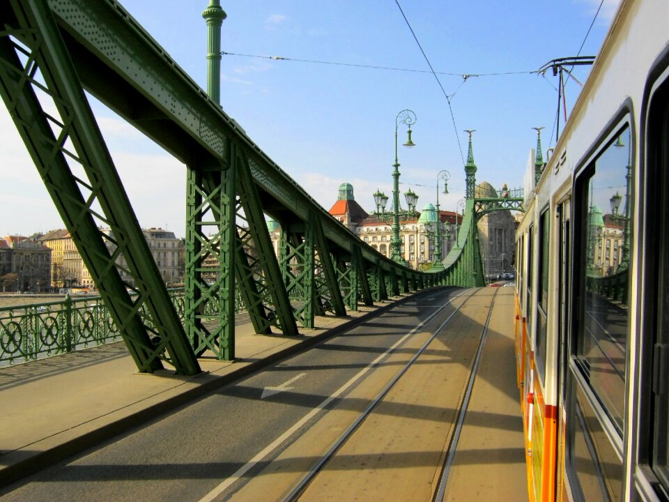 Liberty bridge tracks city