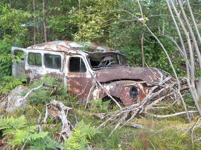 Damaged old automobile