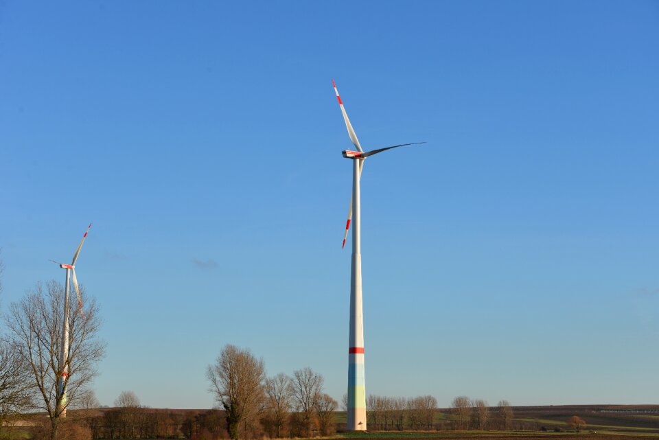 Wind power sky blue